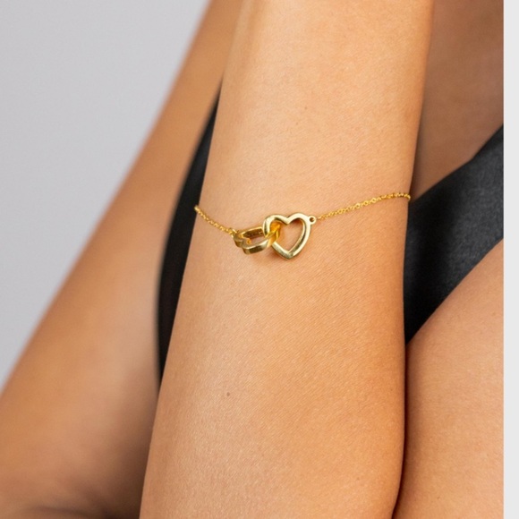 Charter Club Interlocking Heart Bracelet – Sterling Silver Adjustable - Picture 1 of 5